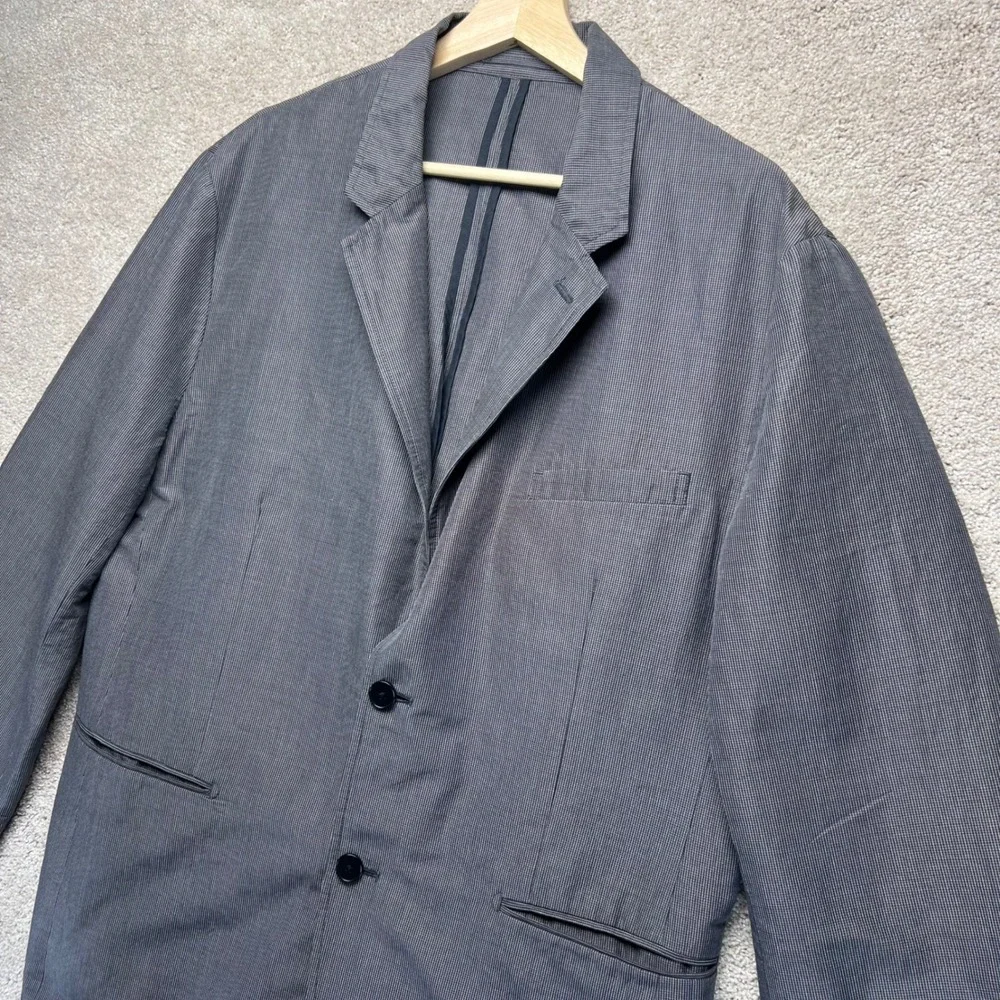 Theory Men's Gray Pinstripe Blazer Jacket Size 44‎ Unstructured Casual Ramie